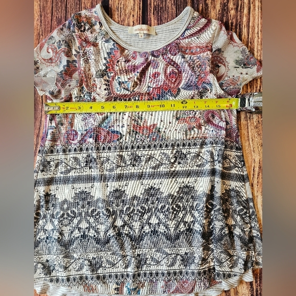 Sundance Size Small Creative Type Floral Mesh Overlay Stripe Top Stretchy Boho - Picture 9 of 12